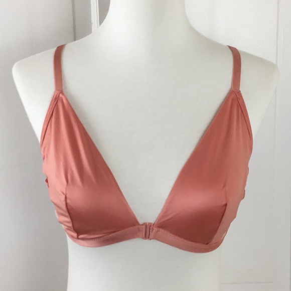 Victorias Secret Satin Unlined Front Close Strappy Mesh Side Bralette Size L - Picture 3 of 7